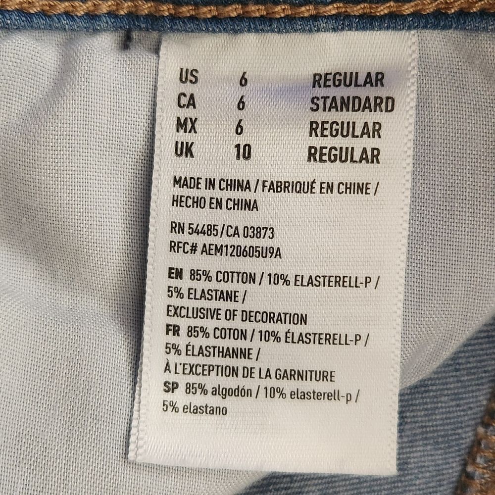 American Eagle Women's Hi-Rise Jeans Denim Blue Skinny Distressed Size 6 Small - Picture 14 of 16